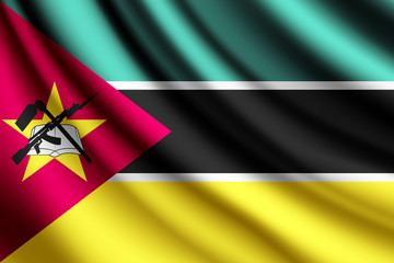 Waving flag of Mozambique, vector
