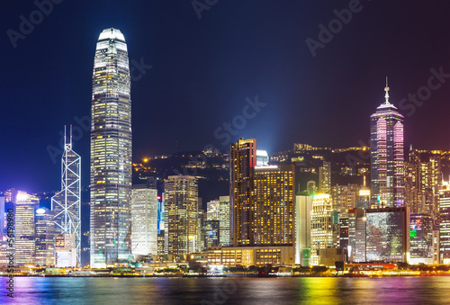 Naklejka samoprzylepna Hongkong miasto nocą