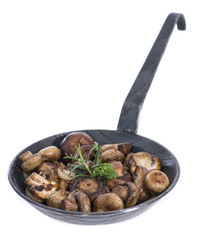 Wall Mural - Mushrooms in a Pan (on white)