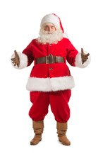 Happy Christmas Santa Claus With A Welcome Gesture