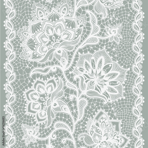 Obraz w ramie Abstract lace ribbon seamless pattern with elements flowers.