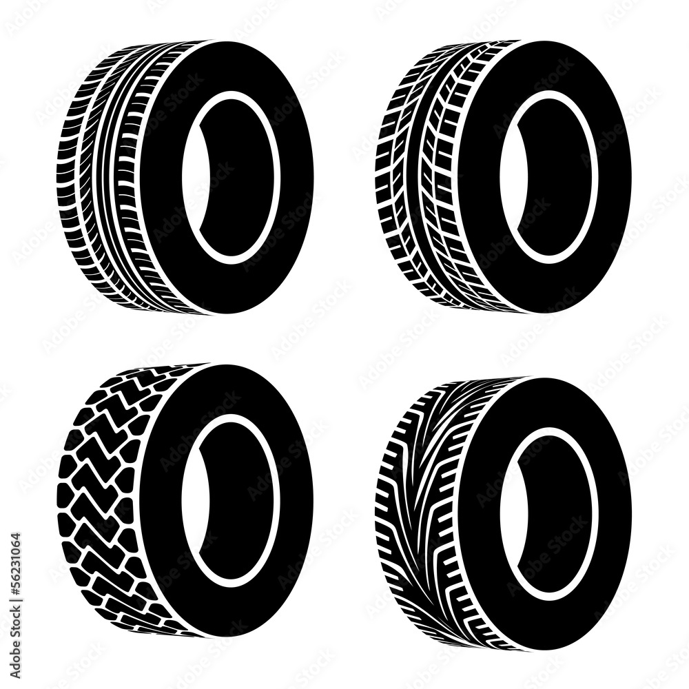 vector black tyre symbols Stock Vector | Adobe Stock