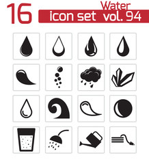 Sticker - Vector black wate icons set