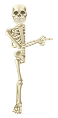 Sticker - Cartoon Halloween Skeleton Pointing