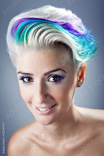 Plakat na zamówienie young woman with White Short Hair 