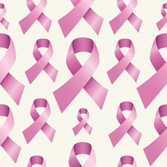 Wall Mural - Breast cancer awareness ribbon seamless pattern EPS10 file.