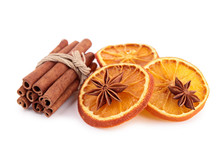 Dried Orange Sliced With Cinnamon And Star Anise