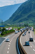 ITALY - JULY 7: Loaded cars driving on the highway during summer
