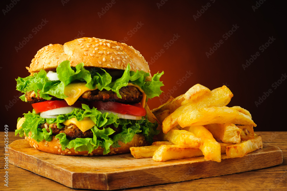 Hamburger closeup detail - obrazy, fototapety, plakaty 