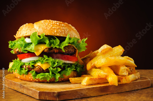 Naklejka samoprzylepna Szczegół zbliżenie hamburgera
