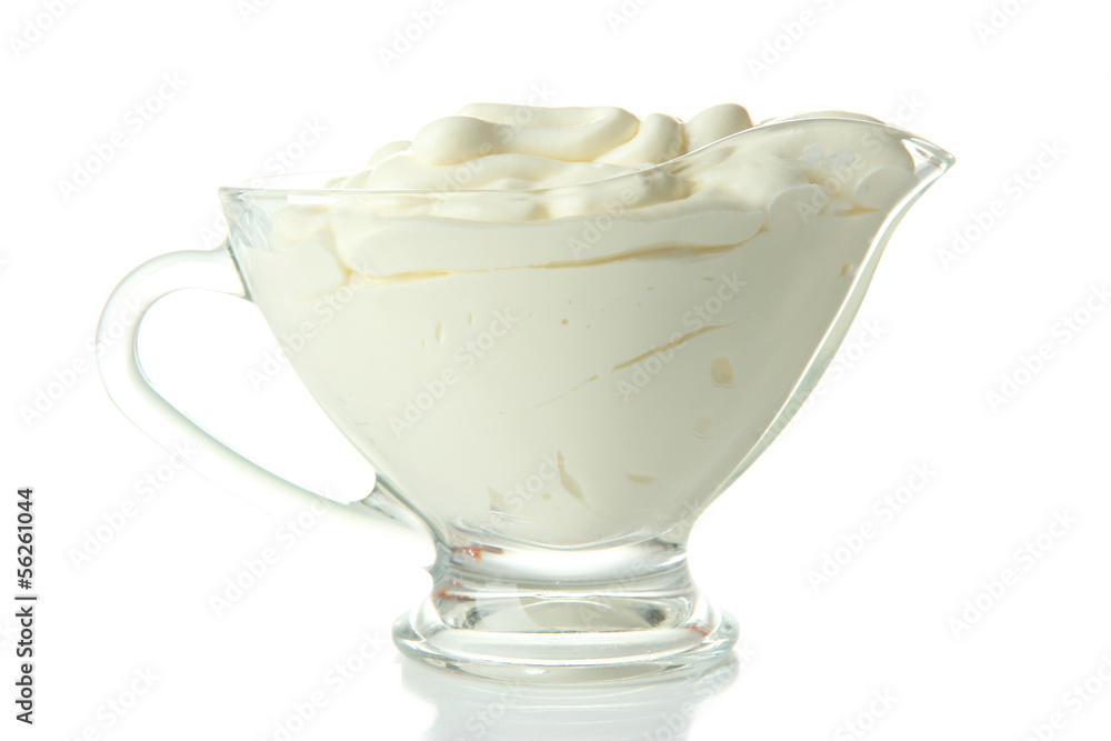 Sour cream isolated on white