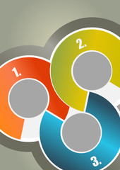 Fototapete - Abstract brochure background with three colored circles with num