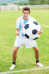 Soccer Player with Funny Big Ball