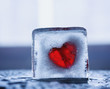 Frozen heart in a piece of ice