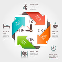 Abstract arrow work time management planning infographics