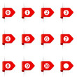Red options elements with numbers & drop shadow