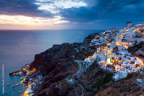 Board z aluminiowym obramowaniem Nocny strzał oia santorini grecja