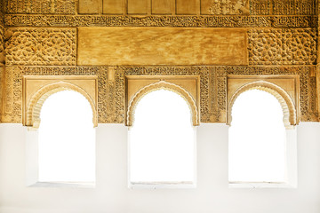 Wall Mural - Windows at the Alhambra isolated on white, Granada, Spain.