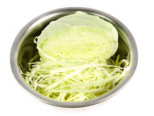 Canvas Print - sliced ??green cabbage isolated on white