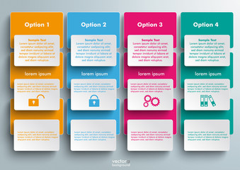 Wall Mural - Connected Rectangles Infographic 4 Options Grunddatei