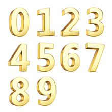 3D Numbers Isolated With Clipping Path On White