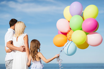 Poster - family with colorful balloons