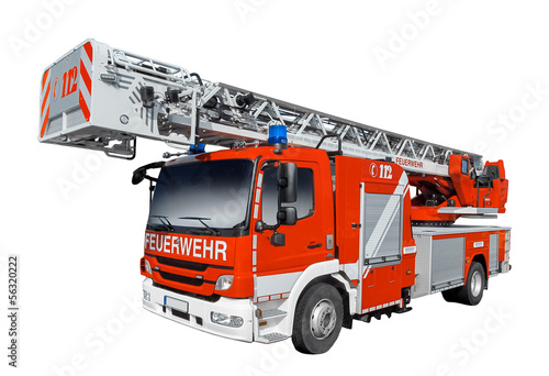 Foto-Schiebevorhang einzelne Stoffpaneele - rotes Feuerwehr Auto isoliert (von refresh(PIX))