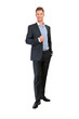 © Wisiel - Full body portrait of happy smiling business man, isolated on wh