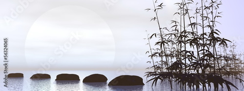 Board z aluminiowym obramowaniem Czarno-biały zen - 3d render