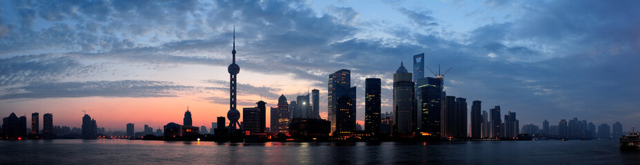 Fototapete - Shanghai morning silhouette