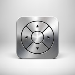 Wall Mural - technology app icon template with metal texture