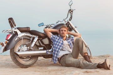 Fotobehang - man and motorcycle