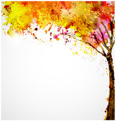Fotomurales - autumn abstract tree forming by blots
