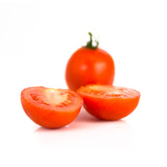 Sticker - Red tomato isolated over white background