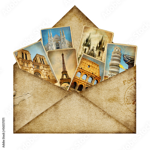 vintage envelope with travel cards
