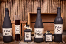 Potion Bottles On Wooden Crates