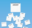 Calendar with months of the year falling