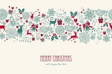 Vintage Christmas Reindeer Seamless Pattern Background. EPS10 Fi