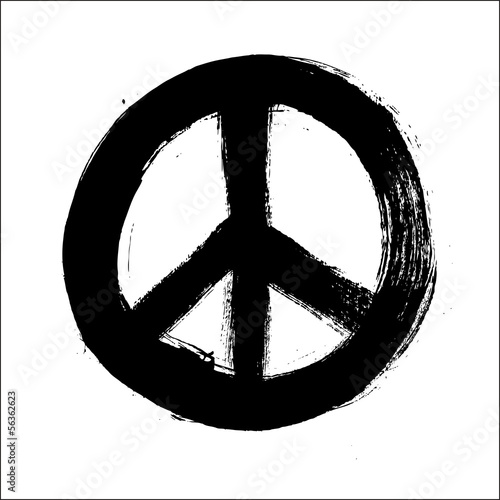 Foto Isolated hand drawn peace symbol brush style composition EPS10 f