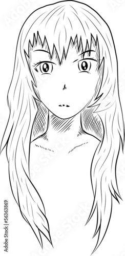 Board z aluminiowym obramowaniem Ilustracji wektorowych dziewczyny w stylu anime