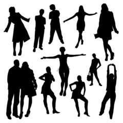 Wall Mural - Set of people silhouettes