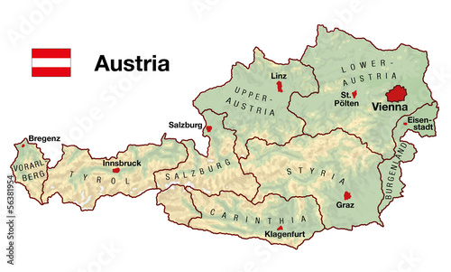 Obraz na płótnie canvas Mapa Austrii