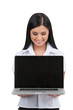 © BlueSkyImages - Woman with laptop. Beautiful young woman holding laptop and smil