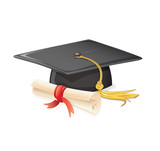 Fototapeta Koty - Graduation cap and diploma