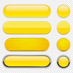 Wall Mural - Yellow high-detailed modern web buttons.