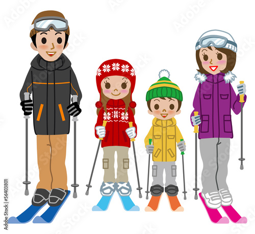 Skiing family, Isolated Stock Vector | Adobe Stock