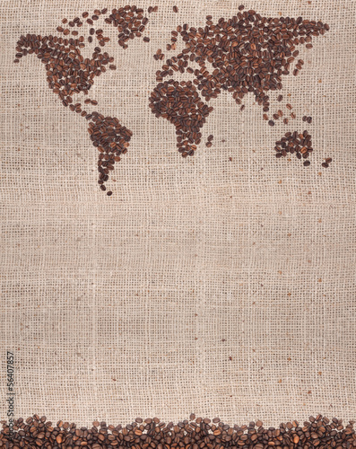 Naklejka - mata magnetyczna na lodówkę Coffee map