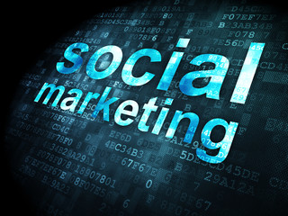 Sticker - Advertising concept: Social Marketing on digital background