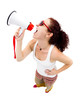 © Artframe  - Woman holding megaphone and yelling