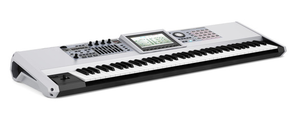 Wall Mural - gray synthesizer isolated on white background